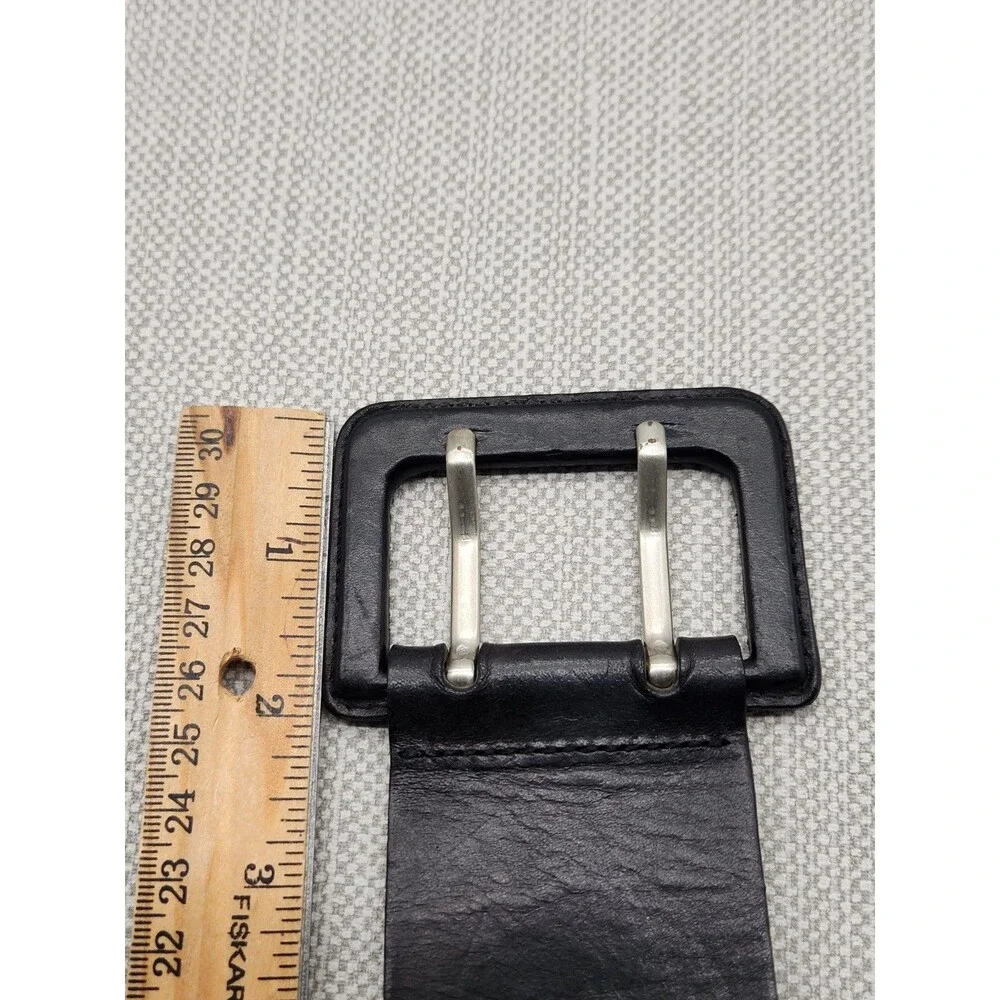 Banana Republic Medium Belt Black Italian Leather Wide Made In Italy